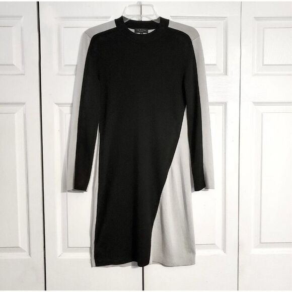 Rag & Bone Cecilee Merino Wool Dress gray black size medium excellent condition - Picture 2 of 5